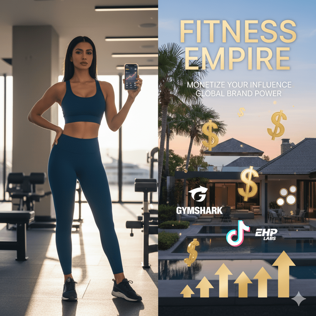 Huda Love Island fitness influencer monetization strategy showing social media success metrics and luxury brand partnerships