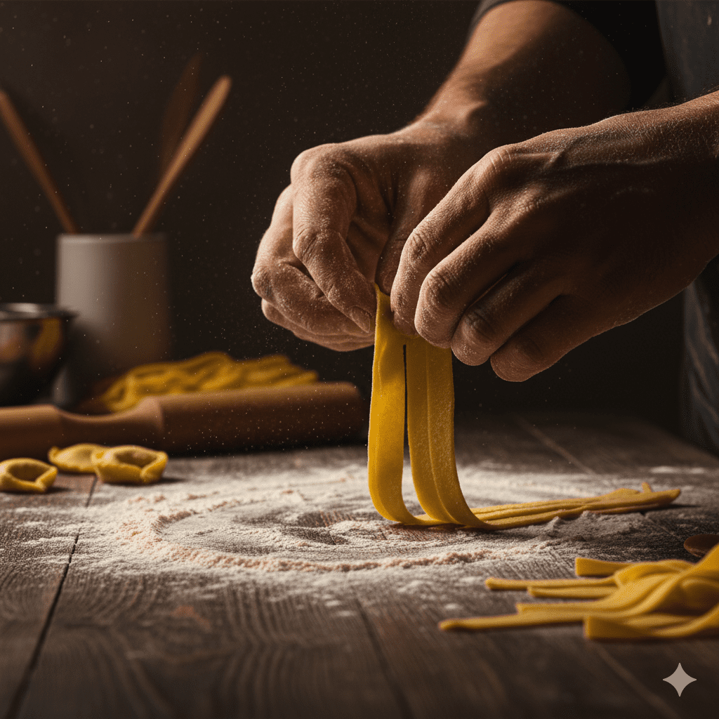 Pasta types authentic Italian culinary preparation