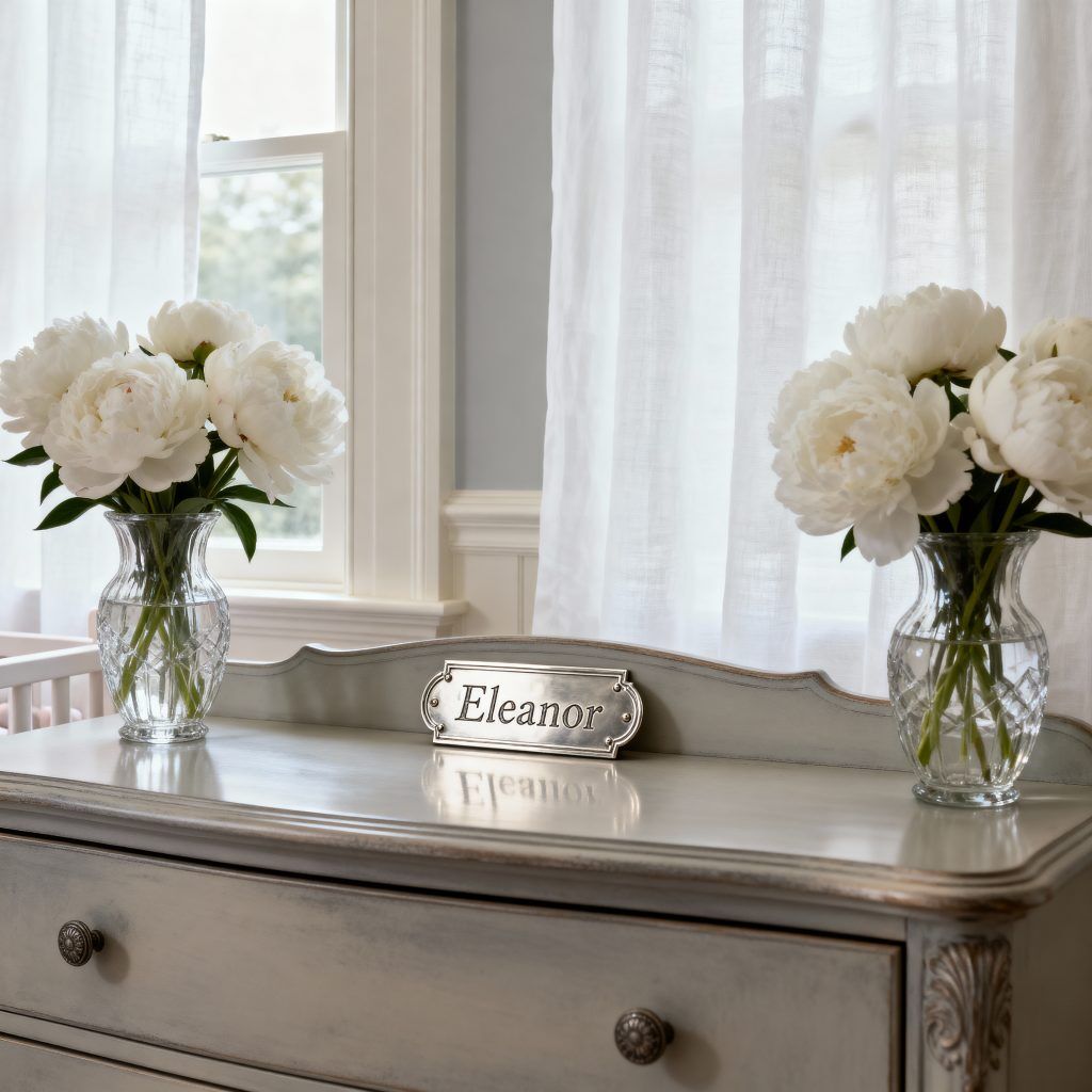 Luxury nursery featuring old money rich girl names aesthetic in Southampton mansion