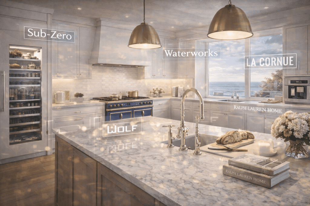 Luxurious Hamptons kitchen with ocean view